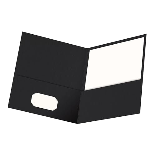 luxury Oxford Twin-Pocket Folders, Textured Paper, Letter Size, Black, Holds Collection