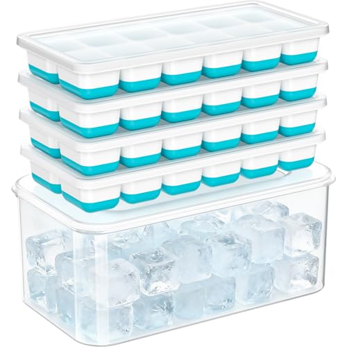 Eco-Friendly NFK Ice Cube Tray with Lid & Bin - 4 for Daily Use