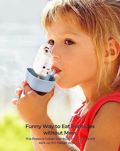 Modern 4Pack Drip-Free Silicone Popsicle Holders, AODISTUCE Popsicle Holder with Essentials