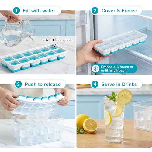Eco-Friendly NFK Ice Cube Tray with Lid & Bin - 4 for Daily Use